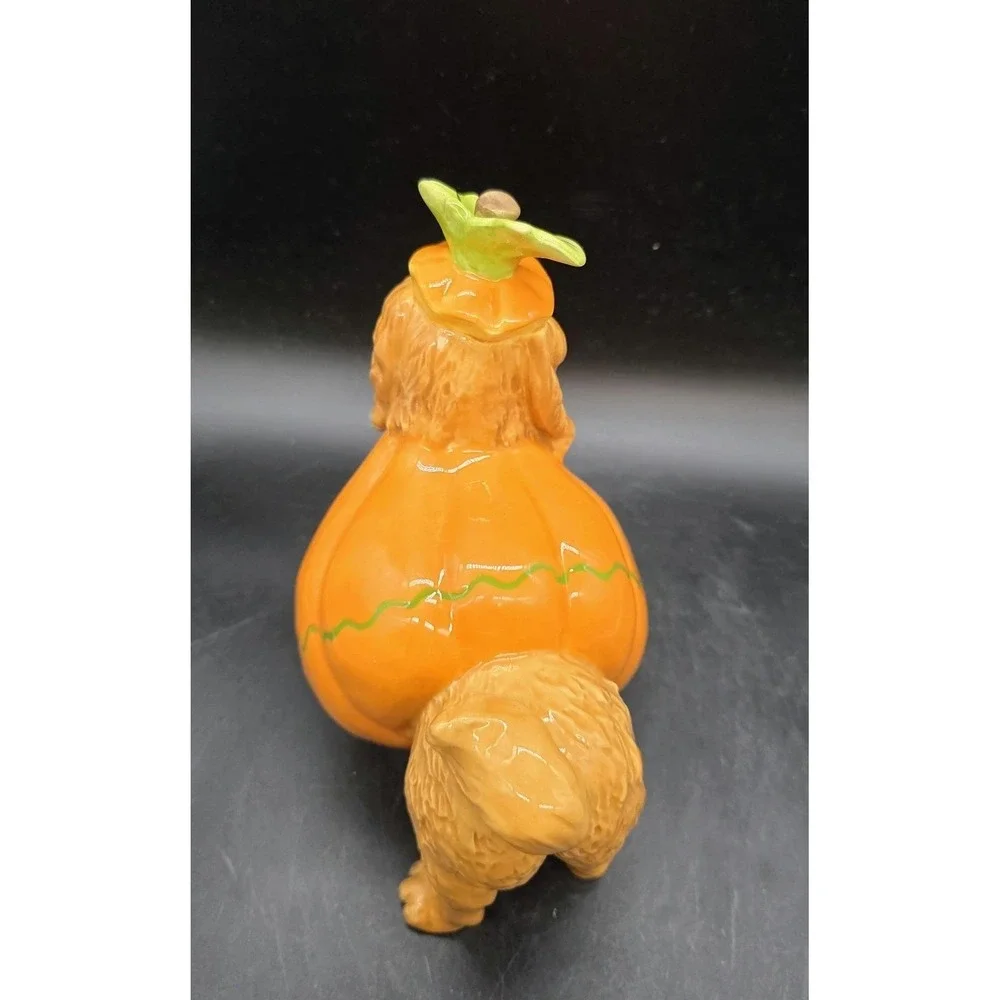 Blue Sky Clayworks Heather Goldminc Ceramic Dog In Pumpkin Costume Figurine